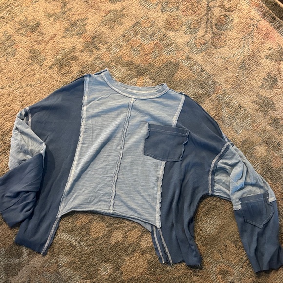 SHEIN Blue Patchwork Crew Neck Sweater - Picture 1 of 1
